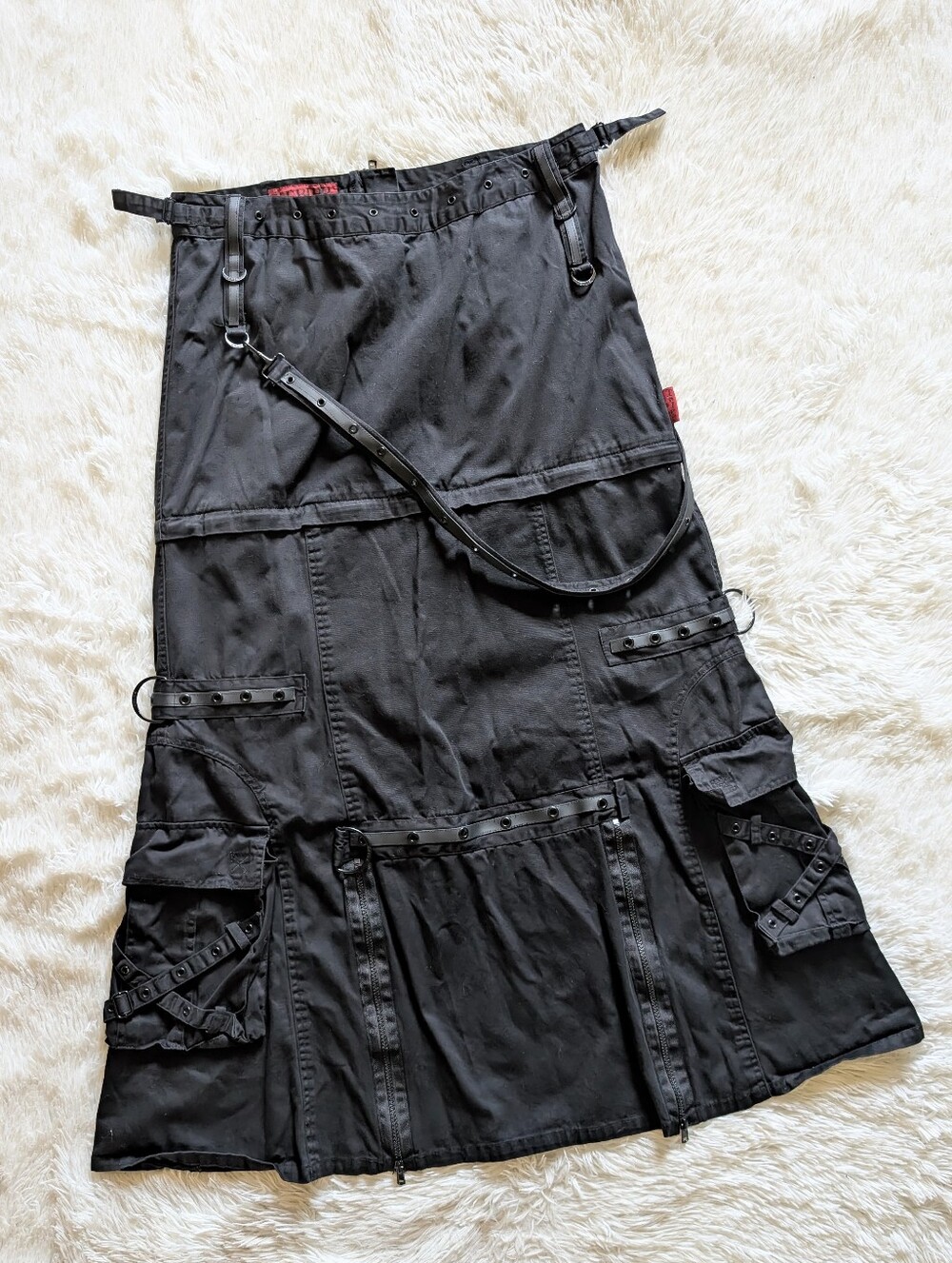 Y2K Tripp NYC Convertible Cargo Black Gothic Bondage Strap Maxi Skirt XL